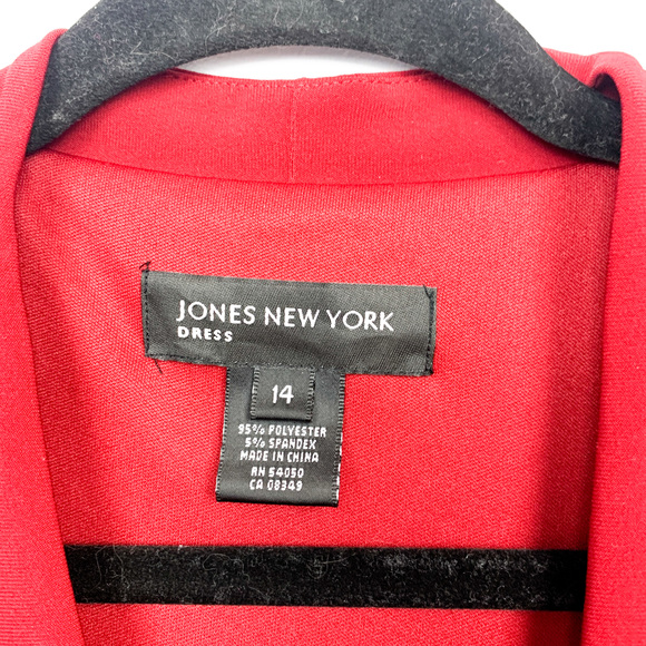 Jones New York V Neck Long Sleeve Red Formal Dress - Picture 2 of 9